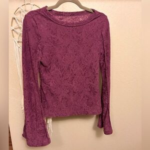 💜 BellanBlue Plum Lace Long Sleeve Top NWT!